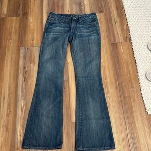 Chip and pepper flared blue jeans